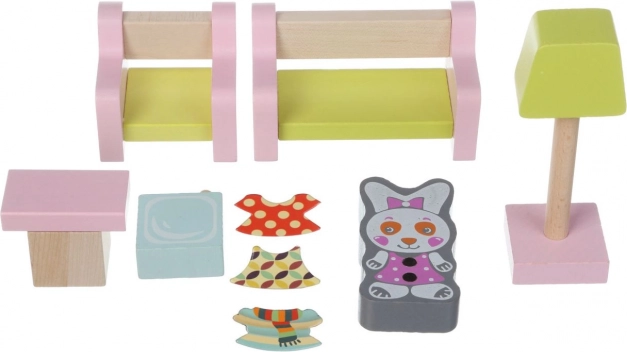 Obývacia izba - drevený nábytok pre bábiky Cubika