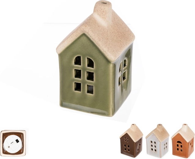Porcelánový LED domček 9 cm – mix 4 variantov