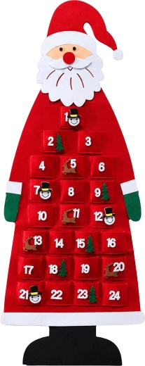 Závesný filcový adventný kalendár Santa Claus s 24 vreckami, 115 cm