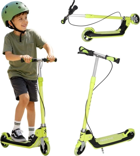 Trike Fix detská skladacia kolobežka s LED kolieskami, neónovo zelená