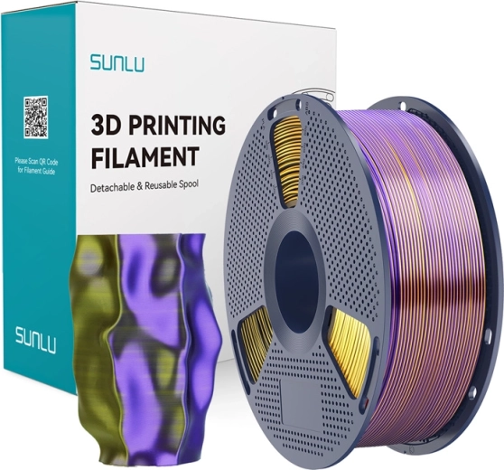 Sunlu PLA+ silk trojfarebný filament čierna/zlatá/fialová