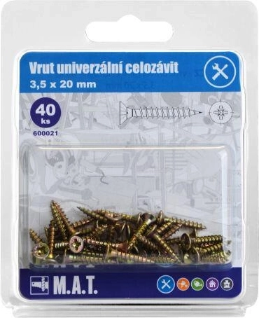 Univerzálny skrutka celzávit 3,5 × 20 mm, zinok (40 ks)