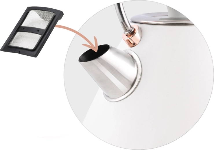 Kovový výlev s vyberateľným filtrom proti vodnému kameňu