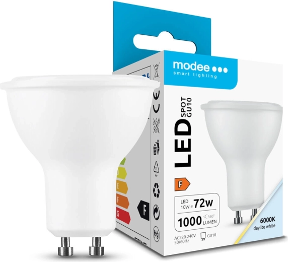 Modee LED bodová žiarovka GU10 10 W 1000 lm studená biela 6000K