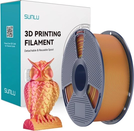 Sunlu PLA+ hodvábny dvojfarebný filament pre 3D tlač (červená/zlatá)