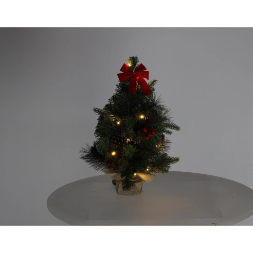 Vianočný stolový stromček s 15 LED, 50 cm, červený - 1 kus