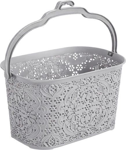 Závesný košík na štipce 22 × 14,5 × 13,5 cm, plast, svetlosivý