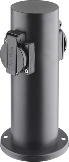 Solight záhradný elektrický stĺpik IP44 s 2 zásuvkami, nerezový, čierny - 1 kus