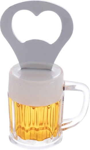 Otvárač na korunkové uzávery s motívom Pivo, nerez a plast