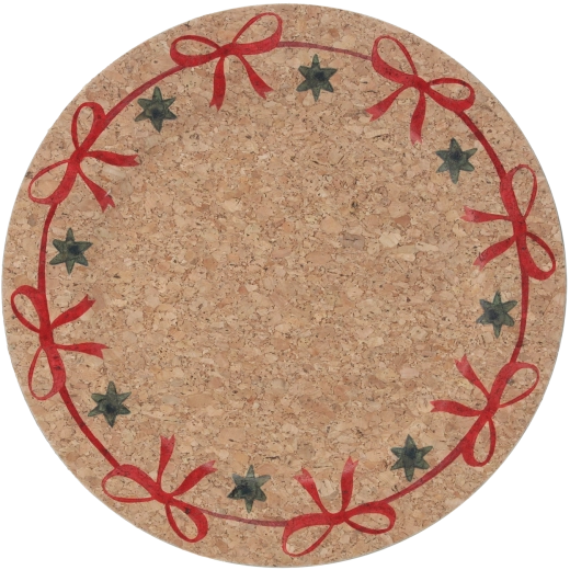 Okrúhly korkový podtácok so stuhami 33 × 33 × 1,5 cm, sada 6 ks