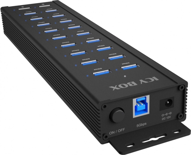 Icy Box IB-HUB1720-U3 20‑portový USB hub s napájaním 96 W
