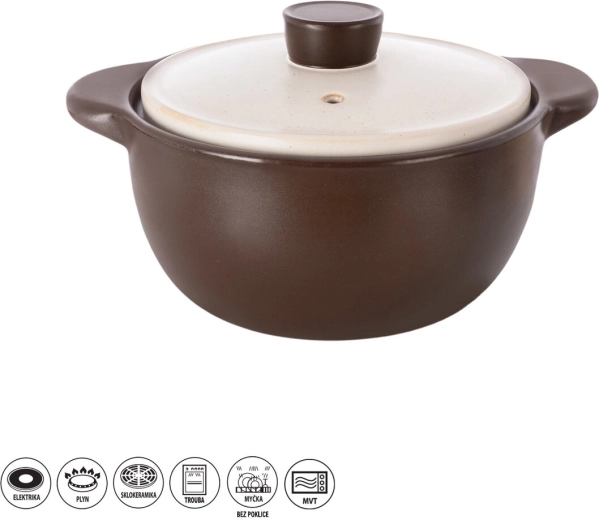 Žiaruvzdorný keramický hrniec s pokrievkou 4,8 l