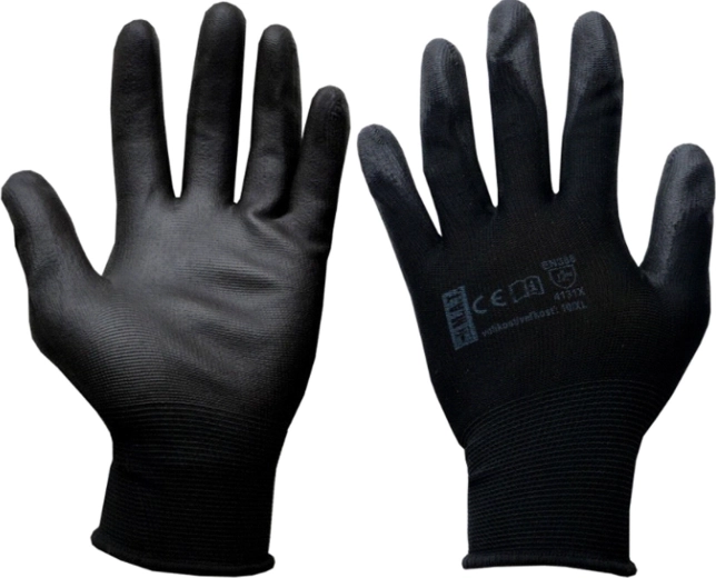 Ochranné pracovné rukavice PURE BLACK PU, veľkosť 9 (L)
