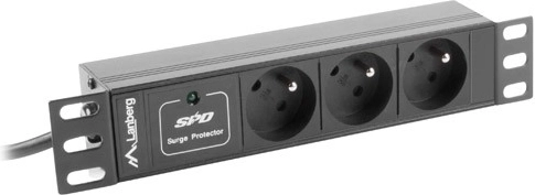 Racková napájacia lišta PDU 10" 1U, 3x FR zásuvka, 2 m, 16 A, 230 V, čierna