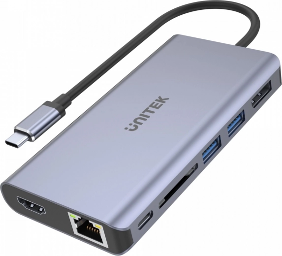 Multifunkčný USB-C hub 2x USB 3.1, HDMI 2.0, DP 1.4, RJ45, SD, Power Delivery