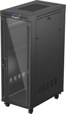 Lanberg FF01 stojanový rackový rozvádzač 19" 32U 600 × 1000, presklené dvere, LCD, čierny (flat pack)