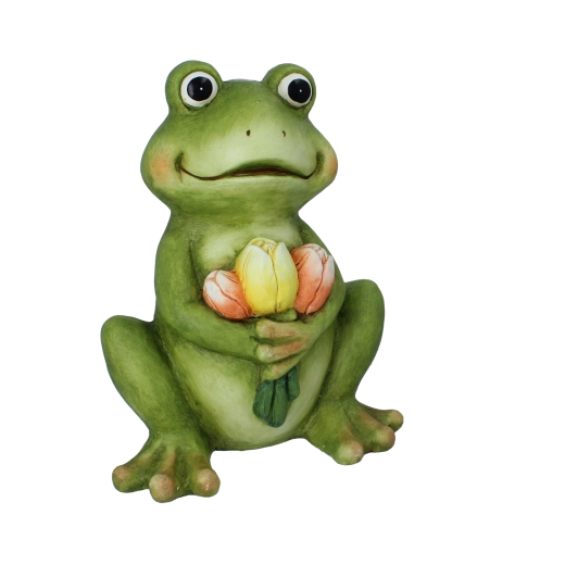 Záhradná dekorácia žaba s tulipánmi