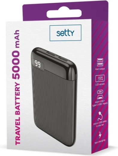 Setty powerbanka 5000 mAh s LCD displejom