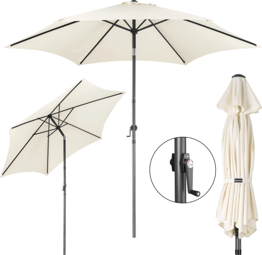 Skladací záhradný slnečník Bauerkraft 300 cm béžový UV 50