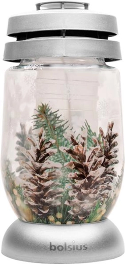 Cintorínska lucerna Bolsius strieborná borovica 22 cm - 1 kus