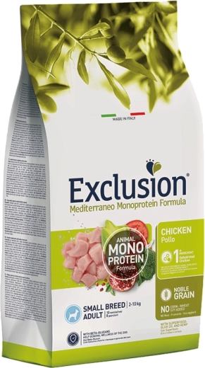 Exclusion granuly pre dospelé psy malých plemien s kuracím mäsom 2 kg