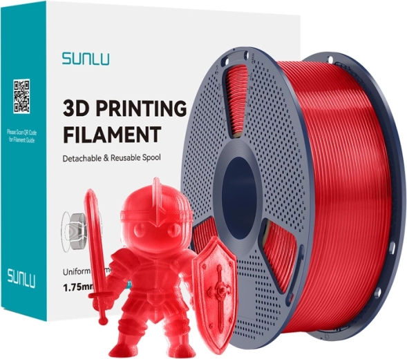 Sunlu PLA+ filament 1,75 mm – priesvitná červená