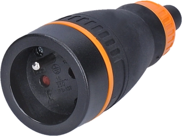 Solight priama spojovacia zásuvka do vlhka IP40/IP44 čierno-oranžová - 1 kus