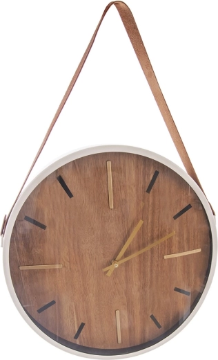 Béžové nástenné hodiny z dreva a kovu 38 cm
