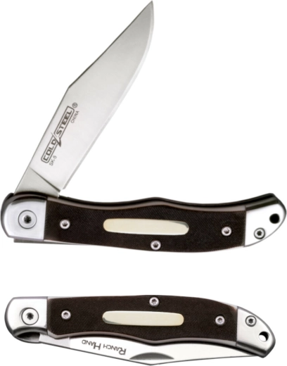 Cold Steel Ranch Hand klasický vreckový nôž 7,6 cm s kostenou rúčkou a koženým puzdrom