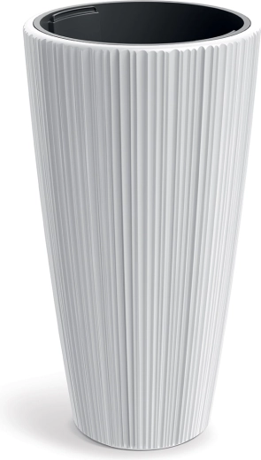 Kvetináč ORO 39 cm biely s vertikálnymi drážkami