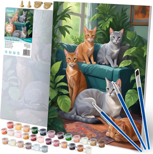 Maľovanie podľa čísel 40×50 cm – mačky MASSIDO