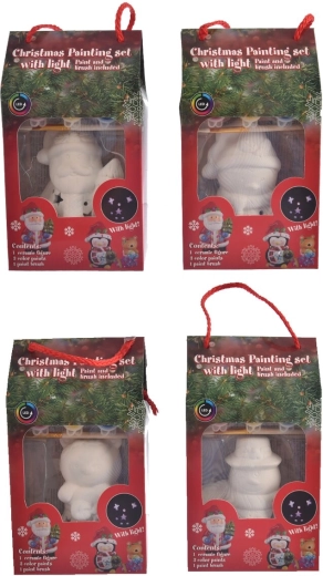 Kreatívna sada vianočnej dekorácie na vymaľovanie s farbami a LED osvetlením (4 varianty)