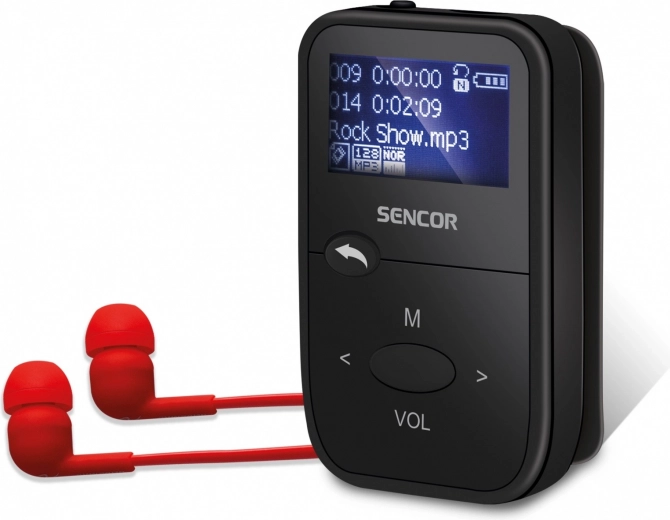 Mp3 prehrávač sencor 8 gb s micro sd, fm rádiom a klipom
