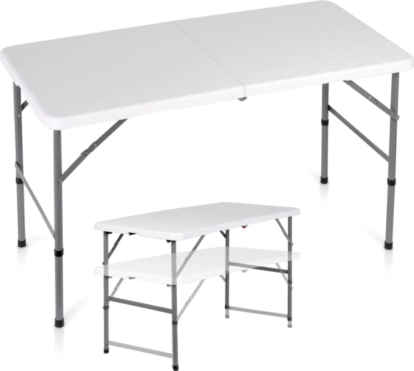 Vilde skladací cateringový stôl 2v1 biely 120 × 60 cm, výška 49/73,5 cm