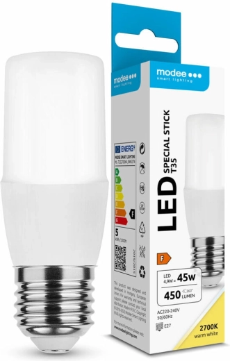 Modee Lighting LED žiarovka Special Stick T35 4,9 W E27 teplá biela 450 lm