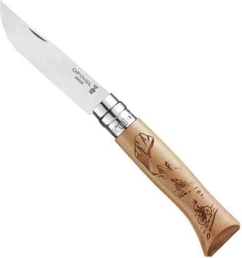 Vreckový nôž OPINEL N°08 Gravure Sport Velo, bukové drevo, 8,5 cm