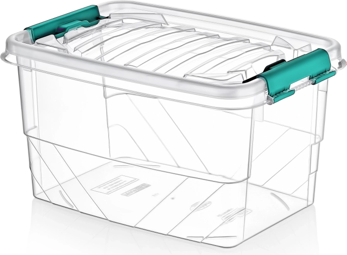 Transparentný úložný box 7 l s vekom a klipmi