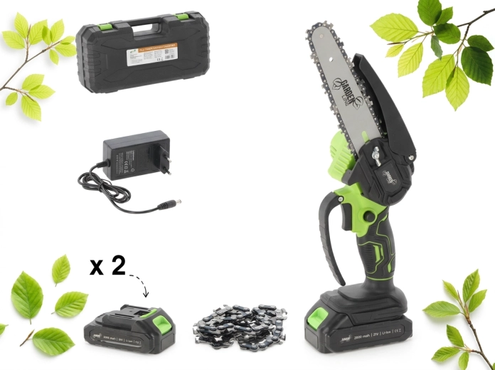 Akumulátorová mini reťazová píla 21 V s 15 cm lištou