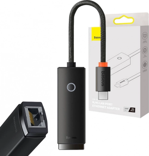 Sieťový adaptér Baseus Lite Series USB‑C na RJ45 (čierny)