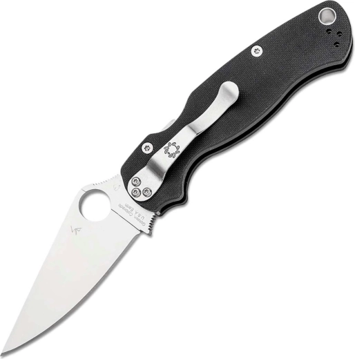 Spyderco Para Military 2 vreckový nôž pre ľavákov, 8,7 cm, satén, čierny G10