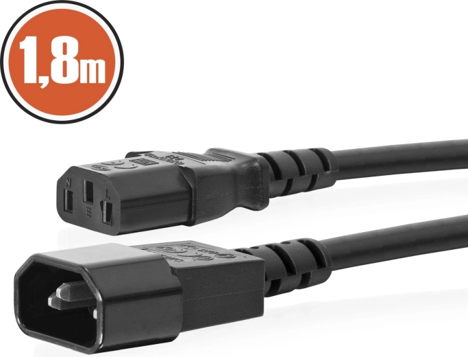 Sieťový napájací kábel IEC C13 na IEC C14 1,8 m