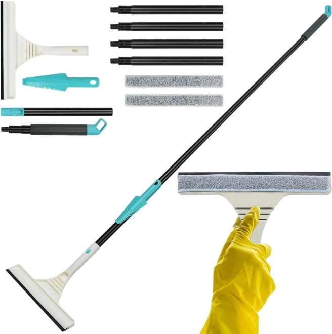 Kefa na čistenie okien z mikrovlákna s nastaviteľnou dĺžkou