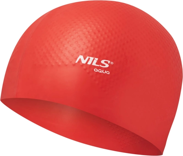 Silikónová plavecká čiapka NILS Aqua NQC Dots červená