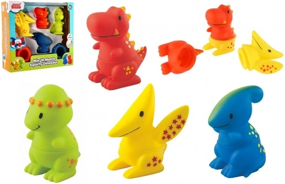 Sada skladacích striekacích dinosaurov do vane LITTLE HERO MIX 'N MATCH