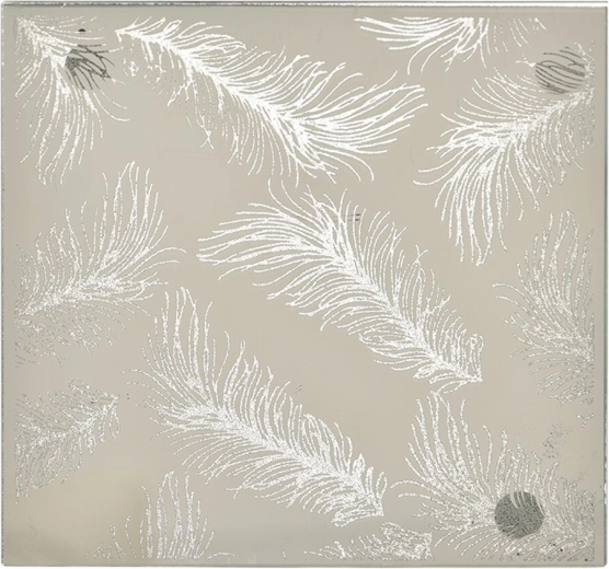Sklenený dekoračný podnos v tvare listu biely so striebornými detailmi 15 × 15 cm