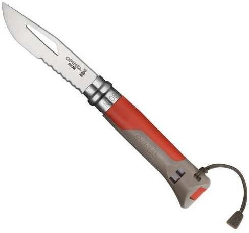 Opinel N°08 Outdoor Inox červený – vreckový nôž s píšťalkou