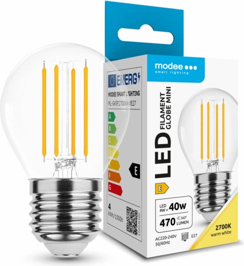 Modee LED filamentová žiarovka Globe Mini G45 E27 4 W 430 lm teplá biela