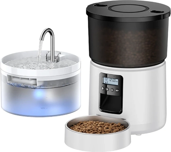 ROJECO Button automatické krmítko 3 l s fontánou na vodu 2 l