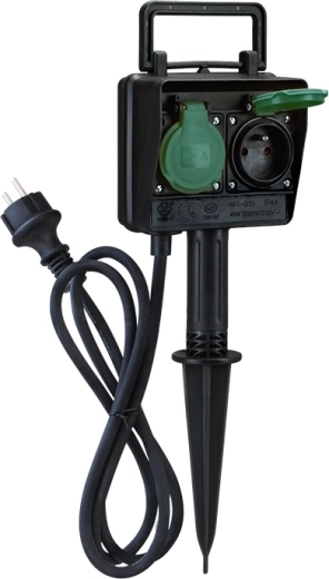 Solight záhradný stĺpik IP44 s 2 zásuvkami a gumeným káblom 1,5 m