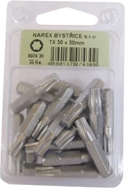 Bit nadstavec Torx T30, 30 mm, chrómovaný, sada 30 ks